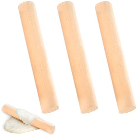 3Pcs Small Wooden Rolling Pin 16 x 2.7 cm Pizza Dough Roller for Baking Pastry and Dough Products