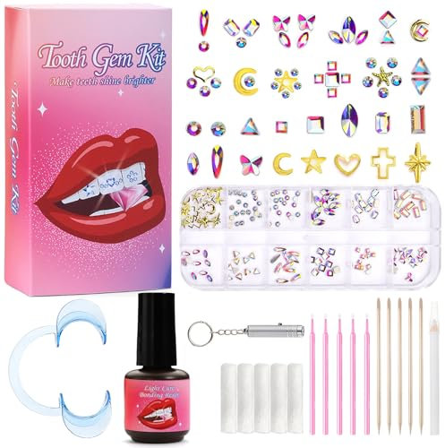 2025 Tooth Gems Kit, DIY Tooth Gems with GIue,Tooth Gem,Teeth Crystal Decoration for Tooth Decor Women，Diamond Crystal Tooth Jewelry, Firm and Reliable, for Teeth Decoration (Set C)