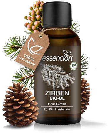 essencion BIO Zirbenöl 30ml | Reines ätherisches Zirben Öl aus Zirbenholz | 100% Naturrein geeignet als Duftöl für Diffuser - Aromaöl | Zirbelkiefer Öl