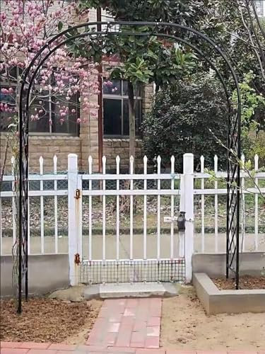 Enrejado de arco de jardín de metal galvanizado resistente para plantas trepadoras, marco de soporte grande negro para rosales, arco decorativo resistente al aire libre (240 x 230 cm)