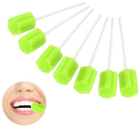 Mundpflegestäbchen, 50 Stück Mundpflegestäbchen Schaumstoff, Mundstäbchen Zur Pflege,Hygienische Wattestäbchen Zur Pflege, Ideal Für Senioren Und Bettlägerige (Grün)