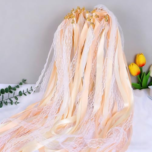 BSTDAYEVER Wedding Wands Zauberstäbe Hochzeit Spalier Glücksstabe Glöckchen | Hochzeit Wiederverwendbar Glücksstab Luftschlangen Sekt 30Stk für Geburtstage Partys Feiertagsfeiern Verwendet Weihnachten