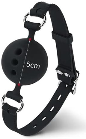 SM garganta profunda boca bola boca de silicona mordida bola O-tipo boca enchufe diversión apertura gag juguetes productos para adultos juguetes sexuales alternativos-L (Black-S)