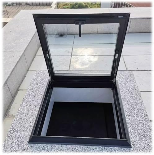 Skylight Roof Window Double-Layer Tempered Glass Skylight Cover, Aluminum Alloy Frame & Hydraulic Rod, Manual Ventilation for Attic, Basement, Sun Room 20 26 32 36(28x18)