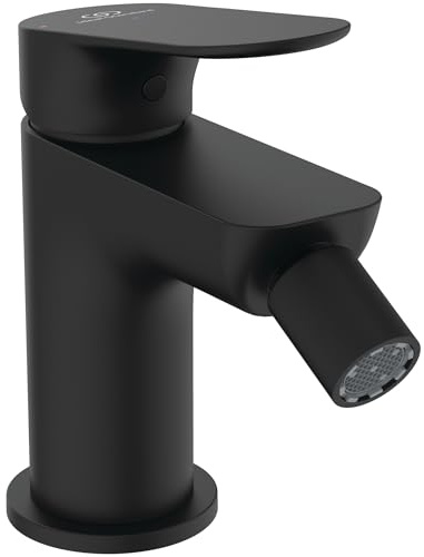 Ideal Standard Alero Bidetarmatur, Auslaufhöhe 95 mm, wassersparende Bidet-Handbrause mit Ablaufgarnitur, leicht zu reinigen – Schwarz Matt (48 x 123,5 x 126 mm) | Wassersparende Bidet-Handbrause mit Ablaufgarnitur, leicht zu reinigen, BE187XG