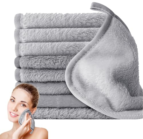 Bohrma 15 Stück Abschminktücher Waschbar, 15x15 cm Mikrofaser Abschminktuch, Wiederverwendbar hypoallergen & Chemikalienfrei, zum Entfernen von Make-up für Daily Use & Travel, Grau