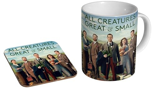 MUGMART All Creatures Great and Small TV Drama - Ceramic Coffee Mug + Coaster Gift Set - Country Life Veterinary Series for Fans of Period Shows and Animals