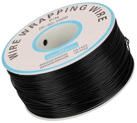 BAFOVY Wrapping Wire Electronic 30AWG Tin Plated Copper Cable 0.25mm 200m for PCB Soldering Breadboard Electronics Repair (Black)