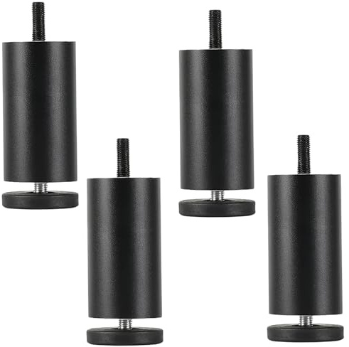 LWLWA 4 Stück Möbelfüsse, Aluminiumlegierung Sofa Füße, Möbelfüße 10cm, Höhenverstellbar 0–8 mm, Möbelfüße Schwarz, für Sofa, Schreibtisch, Kleiderschrank, Schrank
