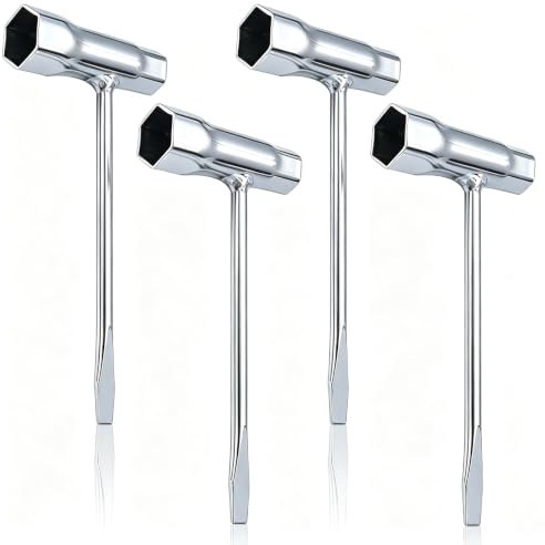 WJMY 4 Stück Kerzenschlüssel Motorsäge Schlüssel Set 13mm x 19mm | T-förmig Zündkerzenschlüssel mit Flachkopf-Schraubendreher Motorsägen Zubehör für Benzinkettensägen S-tihl Kettensägen