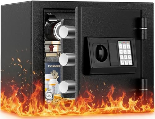 Caja fuerte ignífuga de 35 minutos, caja fuerte de 1,25 pies cúbicos para el hogar, caja fuerte ignífuga, caja fuerte de seguridad con teclados digitales para oficina en casa, efectivo, archivos