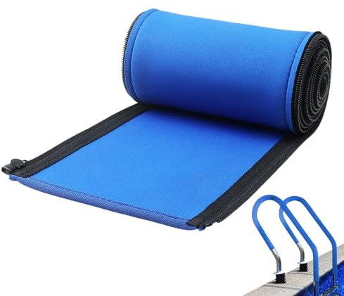 Pool Railing Cover | 10 ft Non-Slip Handle Cover | Swimming Pool Ladder Cover with Zip | for Stairs Protection Outdoor Backyard Garden Above Ground Pool Handrail Blue