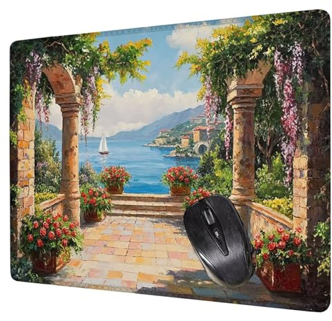 Costero Alfombrilla Raton Gaming 400x300x3mm, Alfombrilla Escritorio Jardín Mouse Pad con Base Goma Antideslizante, con Bordes cosidos, Superficie Impermeable, para Oficina Portátil Tapete Rato H0-546