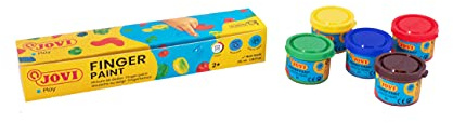Jovi - Fingerfarbe, 5 Dosen 35 Milliliter, 5 Farben, ab 2 jahre (540) | Dicke Textur, natürliche Inhaltsstoffe, waschbar, glutenfrei