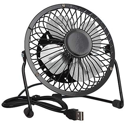 Invero® Mini USB 4-Inch Tilting Desktop Cooling Fan with Metal Shell and Aluminium Blades ideal for Home, Office, Laptops, Notebooks, Desktop PC's and more - Simple Plug & Play - Black