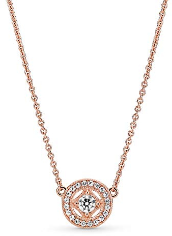 Pandora Timeless Vintage Circle 14k Rose gold-plated collier with clear cubic zirconia