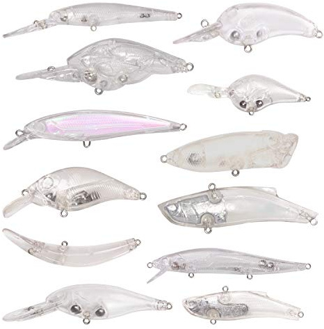 Unlackierte Angelköder, blanko, harte Crankbaits, Elritze, DIY-Körper, Angelköder-Set, Drillingshaken, Spaltringe, Angelausrüstungs-Set, Barsch, Forelle, Lachs