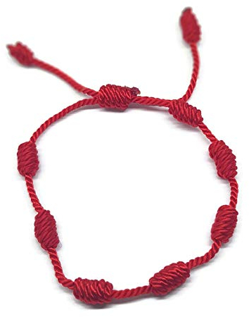 MYSTIC JEWELS by Dalia - Kabbalah Bracelet - 7 Knots Red Thread - Unisex - Adjustable - Evil Eye Protection, Good Luck (1 Piece)