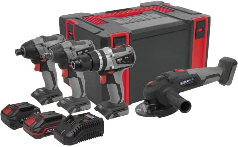 Sealey CP20VCOMBOX1 - Combo de herramientas sin escobillas de 4 x 20 V, 2 baterías