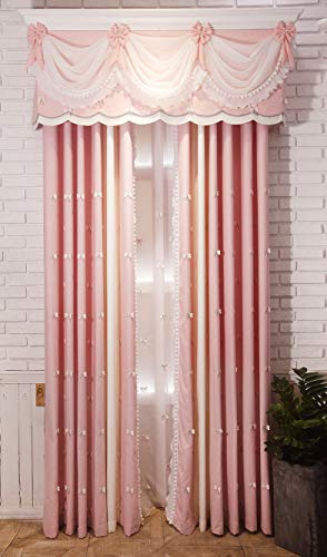 Lactraum Vorhänge Kinderzimmer Mädchen Prinzessin Bestickt 3D Schmetterling Rosa Blickdicht mit Kräuselband 200 x 245 cm