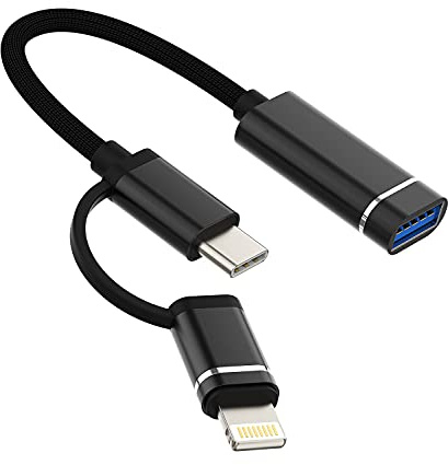 Cordon OTG compatible avec iPhone de type C compatible avec Lightning mâle vers USB femelle 11 12pro max Xr X XS 8 7Plus pour Apple iPad MacBook Air4 2020 Samsung LG Camera Mouse MIDI