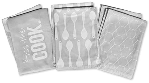 jilda-tex Geschirrtücher Küchentücher Spültücher 6er Pack 100% Baumwolle Verschiedene Designs (Kiss The Cook)