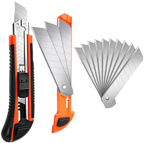 Artcut Taglierino per scatole, taglierino professionale coltello multiuso a lama larga 18 mm retrattile, taglierino con lama a cambio rapido, adatto per ufficio e casa