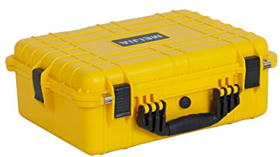 MEIJIA All Weather IP67 Waterproof Hard Protective Case, Hard Camera Case,Hard Case with Customizable Foam, Protection of Camera, Drones, Pistols, Equipments (Yellow, 19.78x15.77x7.41)