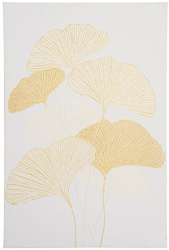 HOMCOM Cuadro de Arte en Lienzo Hojas de Ginkgo Biloba 90x60 cm 1 Parte Impresión Artística para Decoración de Pared en Salón Oficina Dormitorio
