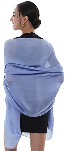 RIIQIICHY Stola Damen Festlich Fur Abendkleid Schultertuch Sommer Hellblau Chiffon Schals Tücher Pashmina Stola Hochzeit