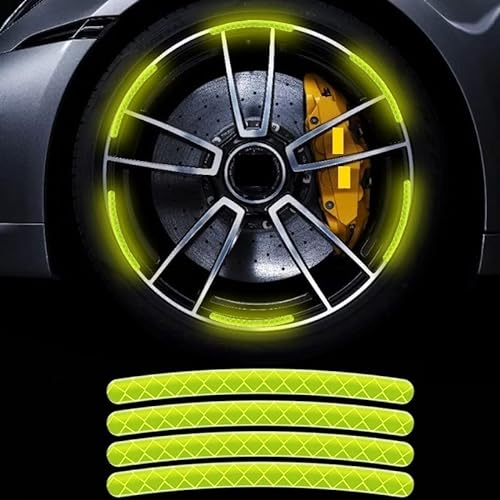 Reflektor Aufkleber Auto Radnabe Reflektierende Aufkleber Reifen Felge Reflektierende Streifen Leuchtend for Nachtfahrten Auto Fahrrad Motorrad Rad Aufkleber 20 stücke(20 Pieces Yellow)