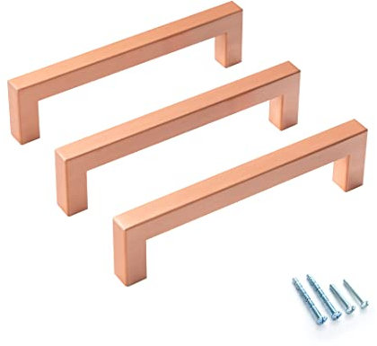 Aibeli Küchenschrankgriffe, 12,7 cm, Roségold, quadratisch, Schrankgriffe, Edelstahl, Schubladengriffe, Kommodengriffe, moderne Schrankgriffe, Hardware-Lochmitte, 128 mm, 20 Stück