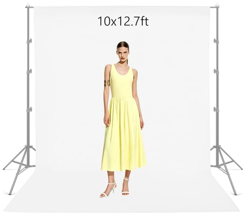 SEDGEWIN 3x3.9M Hintergrund Fotografie Weiß Fotohintergrund fur Fotostudio Nicht Reflektierend Polyester Weiß Stoff Screen Backdrop Foto Hintergrund für Video Fernsehen Fotostudio(Nur Hintergrund)