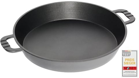 AMT Gastroguss Klaus grillt Großraum - Grillpfanne für Garten und Grill, Ø 50 cm, 7 cm hoch, Aluguss mit Lotan® Antihaft-Veredelung, Ausführung ungeteilt ohne Steg, AMZN-KG-750
