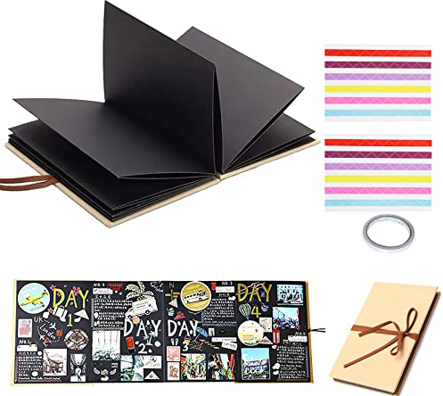 ERBO Fotoalbum zum Selbstgestalten 8 inch, Fotoalbum zum Einkleben, DIY Scrapbook Fotobuch 34 Seiten, Photo Album Kann als Abschluss Geschenk, Geburtstagsgeschenk, Hochzeitstagsgeschenk(Schwarz)