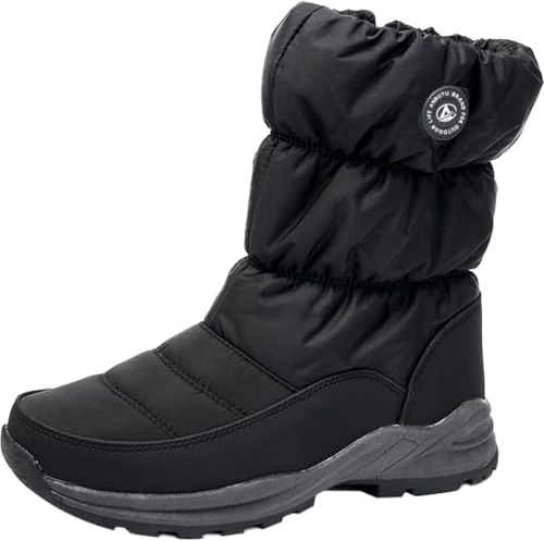 GILKUO Botas de Nieve Mujer Impermeables Invierno Botines Cremallera con Pelo Zapatos Cómodas Antideslizantes Botas Media Caña Altas Negro Talla 38