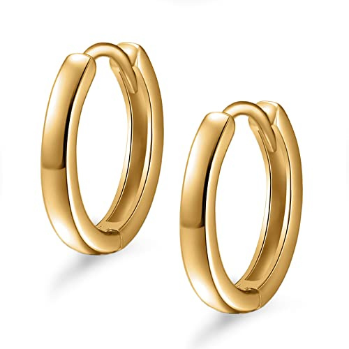 day.berlin Klapp Creolen 18k vergoldet | kleine Damen Ohrringe 17mm Durchmesser 2mm stark, 316L Edelstahl nickelfrei und wasserfest