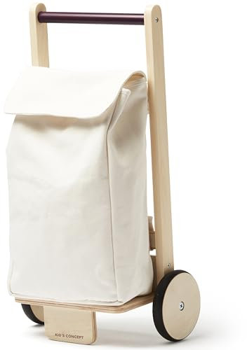 Kid's Concept Einkaufswagen für Kinder Ab 3 Jahre - Mit Puppensitz und Kaufladen Zubehör - Holz