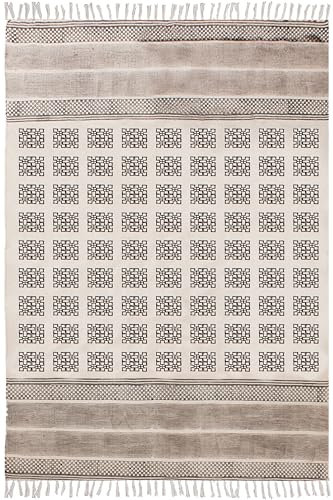 CASAVANI Kelim Teppich, 6,6 x 15,2 cm, Boho-Teppich, Flachgewebe, Baumwolle, Dhurrie, waschbar, für kleine Schlafzimmer, Läufer, Küche, Flur, Treppenläufer