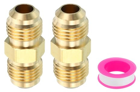 PATIKIL Conector de Latón de 5/16 x 5/16 Macho Rosca Cónica 2pcs 45 Grados Racor Roscado Adaptador para Manguera Unión Acoplador Tubo Brida SAE para Línea de Aire Gas Refrigeración HVAC