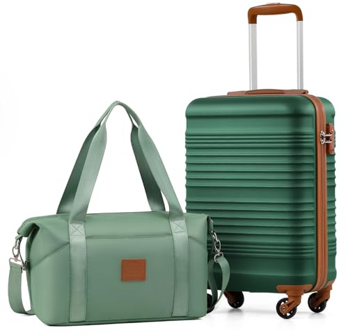 COOLIFE Ryanair Kabinenkoffer Set 2tlg - 55x35x20+40x25x20 EasyJet TSA | Tote Bag, persönlicher Gegenstand, Handgepäck Koffer, ABS, 4R – für Kurzurlaub, Städtetrips & Flugreisen, inkl. Reisetasche