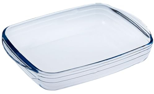Teglia da forno tortiera per microonde pirofila rettangolare tegame in vetro temperato casa cucina hotel ristoranti 39x24 cm
