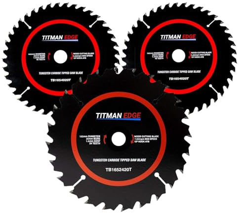 3 x 165mm Dia Plunge Saw Blades 24 & 48 tooth 20mm Bore Titman Edge TBTRIPKB