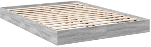 vidaXL Cadre de lit double pour chambre à coucher, avec sommier à lattes, design moderne, gris sonoma, 140 x 200 cm, matériau dérivé du bois