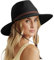 DRESHOW Damen Panama Hut Sommer Breiter Krempe Stroh Fedora Sommerhut Strandhut UV Sonnenhut mit Kinnriemen Verstellbare Strohhut UPF 50 +