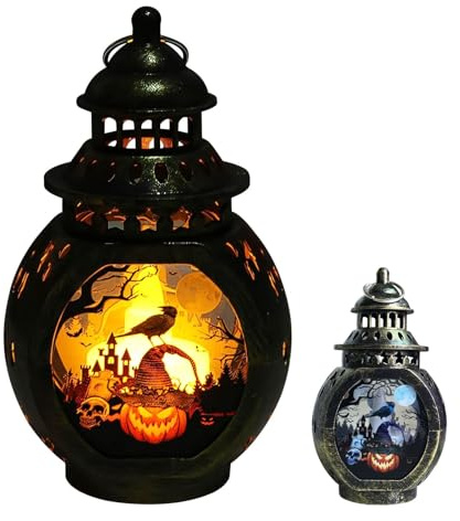 Halloween Elliptical Windlight LED Electronic Table Lamp Halloween Gift Halloween Flashing LED Light Halloween Office Decoration Hanging Halloween Lantern (Gugin)