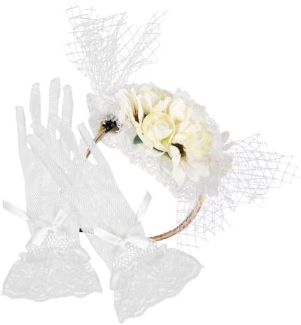 MUSISALY Fascinator-hüte Für Damen Spitzenhandschuhe-set Braut-set Hochzeitsfeier Kopfschmuck Für Eleganten Kopfschmuck