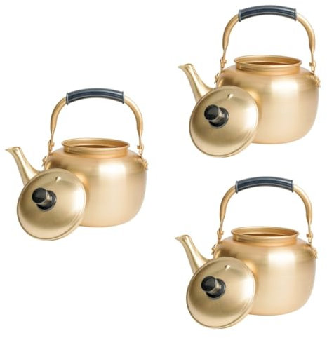 Mikinona 3 Pz bollitore sibilante caldaia bollitore per vino di riso pentola versare il bollitore del caffè brocca di acqua calda campo set cucina attrezzi cucina teiera domestica Yellow