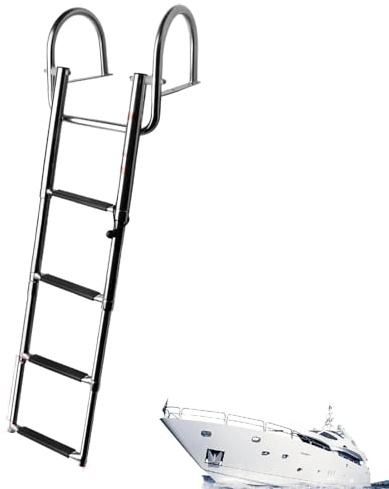 telescopica pieghevole, scaletta telescopica, robusta scaletta per barche navali, scaletta pieghevole per dock, gradini antiscivolo, galleggiante in acciaio con pedali per navi, yacht