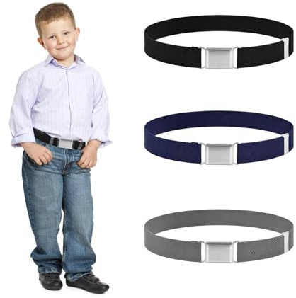 3 elastische Kindergürtel Mit einfacher Schnalle für Jungen und Mädchen - verstellbare Größen für alle Altersgruppen